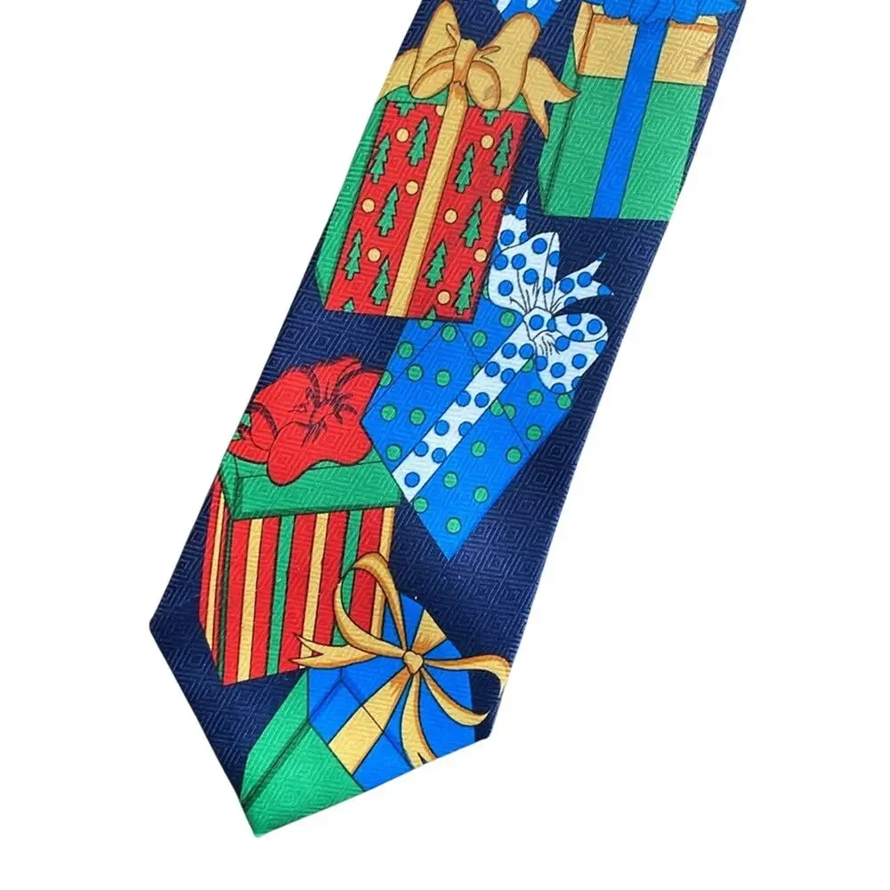 Festive Gift Pattern Tie Holiday Novelty